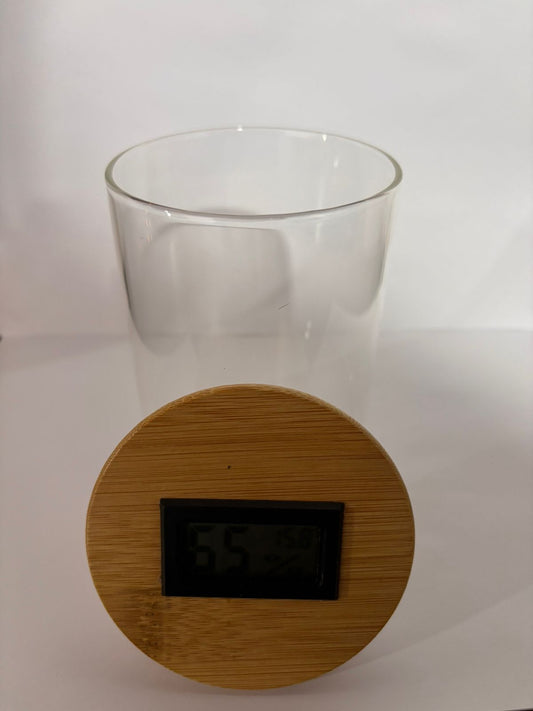 Pote Hermético para armazenamento de flores -  Com Higrômetro